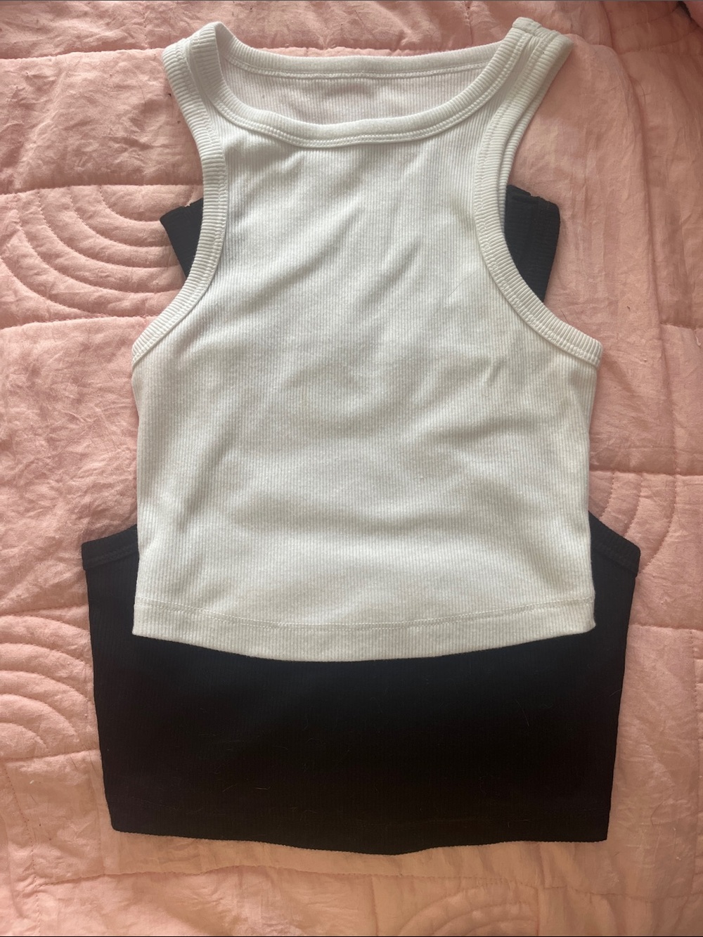 White and Black Ribbed Tank Tops